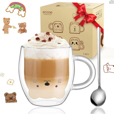 Doppelwandige Katze Gläser 290ml Latte Macchiato Cappuccino Tassen Teegläser (1/5)