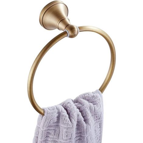Round brass towel ring for bathroom towel rack, wall-mounted hanging bath towel holder, Brushed Bronze. (1/5)