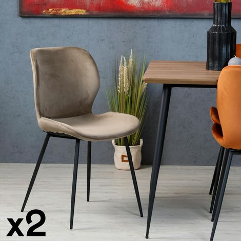 Chaise en velours gris style moderne (lot de 2) MELBOURNE (1/5)