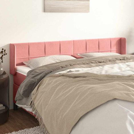 Tête de lit avec oreilles en velours rose réglable 183 x 16 x 78/88 cm, 11.5kg - PANGIVO (1/5)