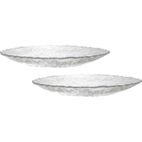 Set de 2 plats ronds en plastique transparent texturé martelé (Ø42,5 cm) (1/5)