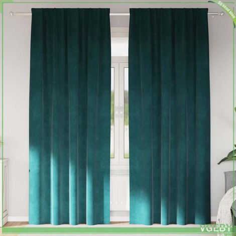 4107217 Rideaux occultants 2 pcs Vert foncé 140 x 260 cm Velours (1/5)