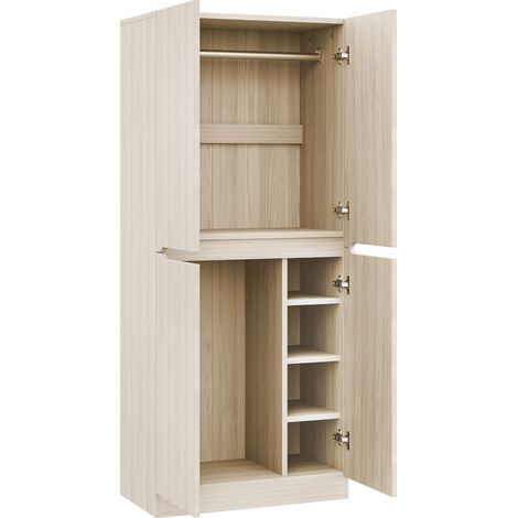 Armoire à double porte 70 × 40 × 170 cm avec compartiment de rangement, finition bois (1/5)