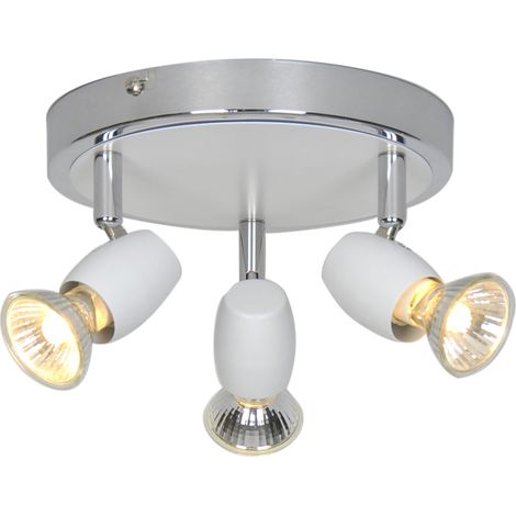 Plafonnier design Alliage 3 ampoules métal blanc chromé compatible LED (1/4)