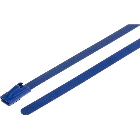 Serre-câble RS PRO Bleu en Acier inoxydable revêtu de polyester, 360mm x 4,6 mm ( Prix pour Sachet de 100 )