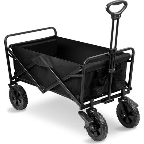 Randaco Bollerwagen faltbar Bis 100kg Tragkraft mit Bremse Räder XXL Handwagen faltbarer Transportwagen Strandwagen Gartenwagen Für Camping