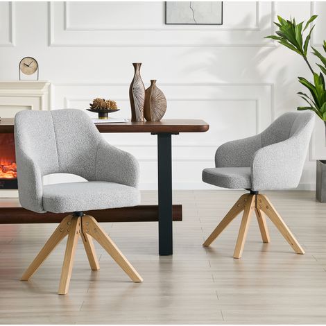 Sillas giratorias de comedor tejido gris claro OKMYHOME (1/5)