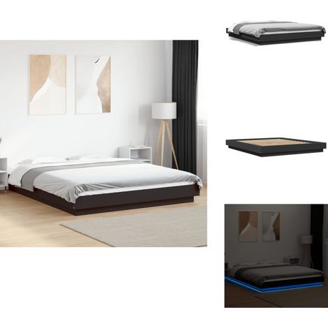 Cadre de lit avec lumières LED sans matelas noir 150x200 cm - Cadre De Lit - Lit Moderne - Éclairage Led - Luminaire De Chambre - Sommier (1/5)