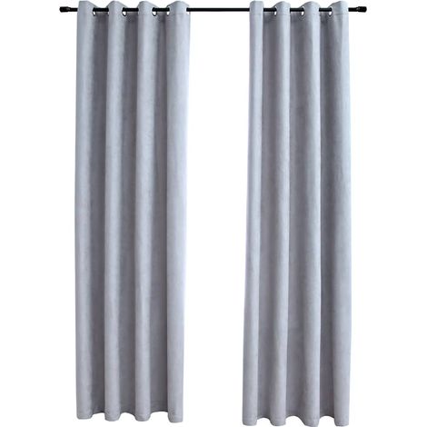 Blackout Curtains with Metal Rings 2 pcs Grey 140x225 cm vidaXL