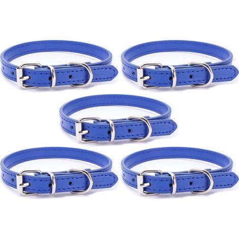 Collier Pour Chien - Cuir Naturel - Réglable - Pour Chiots Et Petits Chiens - 5 Trous - Anneau En Alliage - Multicolore (1/5)