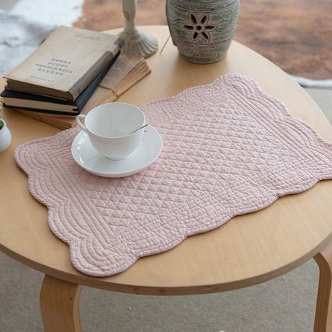 Lot de 2 sets de table matelassés lavables - Rose - Pour cuisine et salle à manger (1/5)