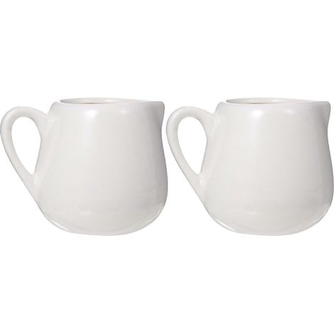 Lot de 2 mini pichets à lait/sauces en céramique avec poignée-7.50X6.00X5.00CM-White (1/4)