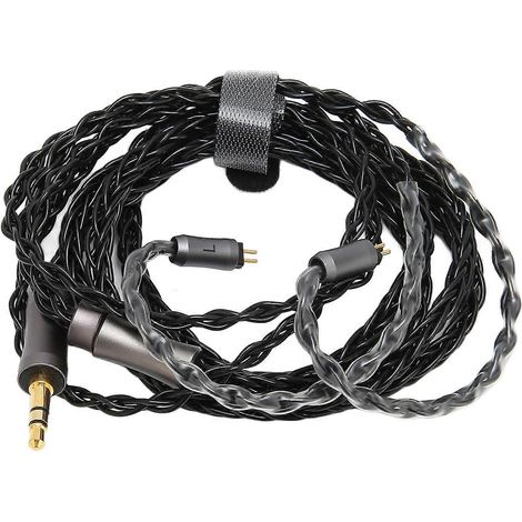 Câble audio 3,5 mm 8 brins argenté 1,2 m, fiche 2 broches pour casque MP3 MP4, cordon remplacement haute fidélité (1/5)