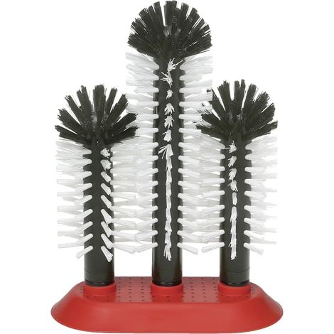 Cepillos para vasos, Cepillos limpia vasos con placa de succión - 2 x 18cm + 1 x 25cm