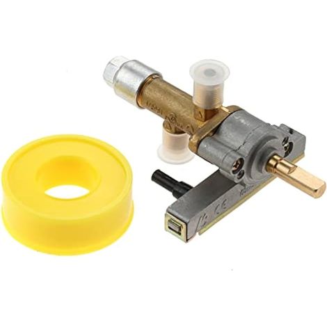 Soupape de sécurité à gaz avec dispositif d'allumage piézoélectrique de rechange pour Garden Sun Propan Powered Patio Heater Repair Repair Parts (7/16"-24 UNEF Inlet & Outlet) (1/4)