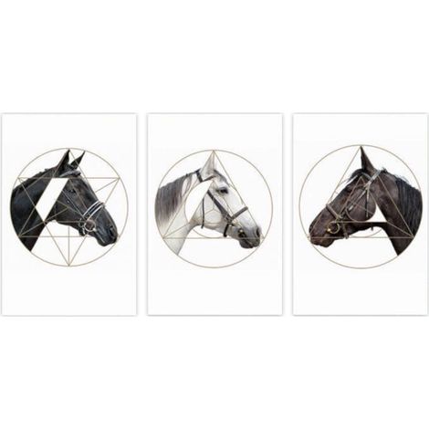 Tableau Cheval Triptyque Impression Moderne Décoration Murale Salon Bureau Maison 3 Pièces (1/5)