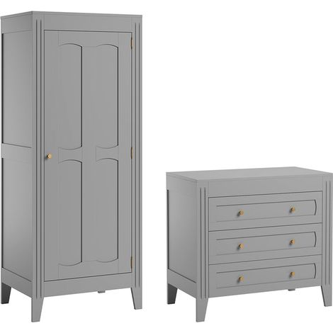 Armadio 1 anta 3 cassetti grigio 192cm (1/5)