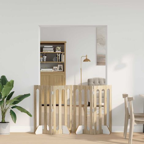 Valla plegable para mascotas 4 pcs Roble
