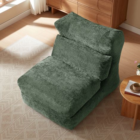 Sillón relax convertible en chaise longue verde de tela suave 210 x 90 x 86 cm OKWISH (1/5)