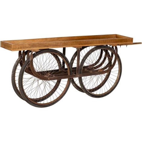 Carro servidor con ruedas marrón 178x40x84h cm
