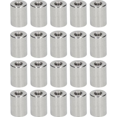 Runde M5x0,8-Kupplungsmuttern aus Edelstahl 304, Innengewindeanschluss für Gewindestangen, Packung mit 20 Stück, Länge 16 mm, Durchmesser 12 mm (1/5)