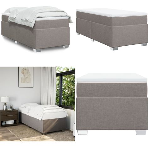 Sommier à lattes de lit avec matelas Taupe 90x190 cm Tissu - Lit Double - Lit Tapissier - Literie - Matelas À Ressorts Ensachés - Surmatelas - Home & Living (1/5)