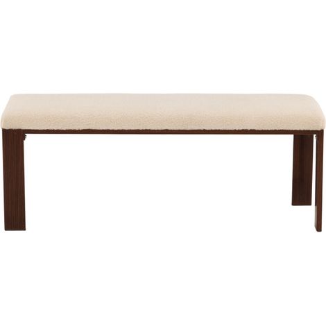 Banc en tissu bouclette et bois L120cm - Écru - Chester (1/5)