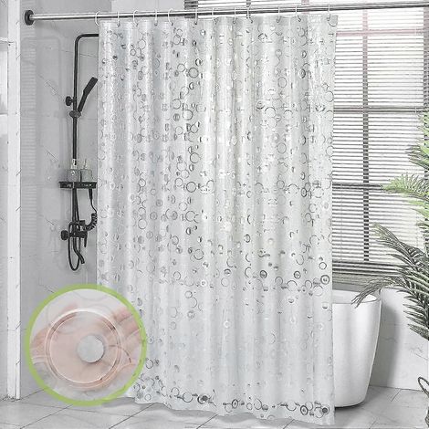 Wasserdichter EVA-Duschvorhang 183 x 183 cm, halbtransparent, schimmelresistent, mit 12 Haken, waschbar fürs Badezimmer (1/5)