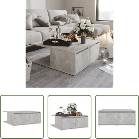Betonfarbe - Couchtisch Betongrau 80x80x31 cm Holzwerkstoff (1/5)