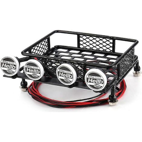 Porte-bagages toit métal 115x107cm avec projecteurs pour voiture, barres de toit renforcées, coffre de toit accessoire, rack acier robuste avec feux additionnels (1/5)