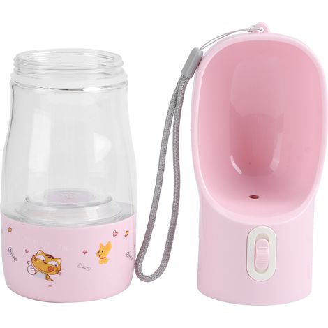 Bouteille d'eau portable pour animaux de compagnie, gobelet de voyage, distributeur d'eau pour chiens et chats, rose (1/5)