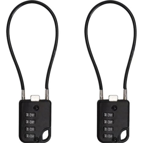 2 pièces cadenas code à combinaison 4 chiffres avec câble de 20 cm robuste et résistant, cadenas valise Idéal pour sac à dos, bagages, casque, scooter, etc (1/5)