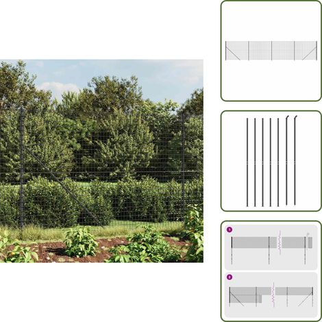 Clôture en treillis métallique avec bride anthracite 1,6x10 m - Clôture Métal - Clôture Jardin - Clôture Rigide - Clôture Anthracite - Clôture Sécurité (1/5)