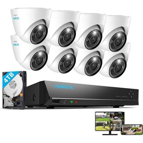 Reolink Kit Vidéo Surveillance avec 6K 12MP 8X Dôme Caméra IP PoE et 16CH 4To NVR, Détection Personne/Véhicule, Vision Nocturne 30m avec Audio