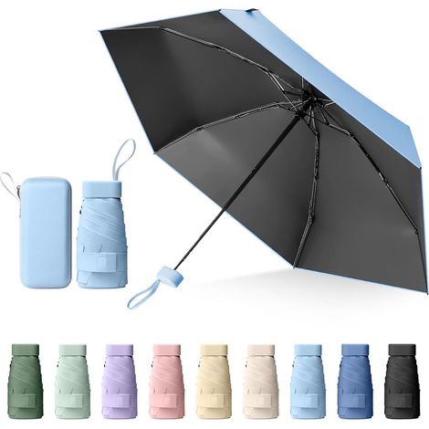Mini parapluie pliable, compact anti-UV, coupe-vent, avec housse capsule, pour homme et femme. (1/5)