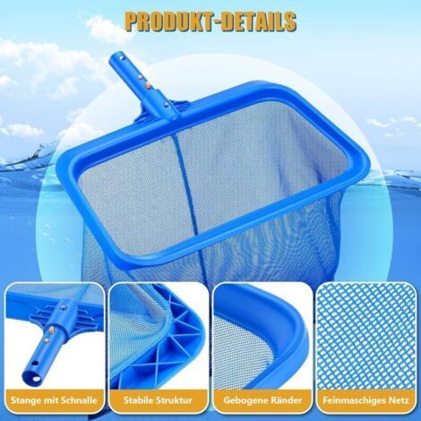 QORVA-Épuisette de surface, épuisette de fond professionnelle grande capacité pour piscine, ramassage des feuilles en surface sans perche, épuisette profonde pour piscine, bassin, spa, parc aquatique,