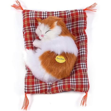 2024 Chat en peluche sonore simulant un enfant endormi - Décoration pour la maison (Jaune + Blanc)