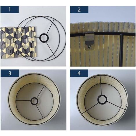 Pantalla de lámpara retro de bambú, pantalla redonda en forma de tambor para mesas o lámparas de araña, adecuada para lámparas de techo sencillas. (1/3)