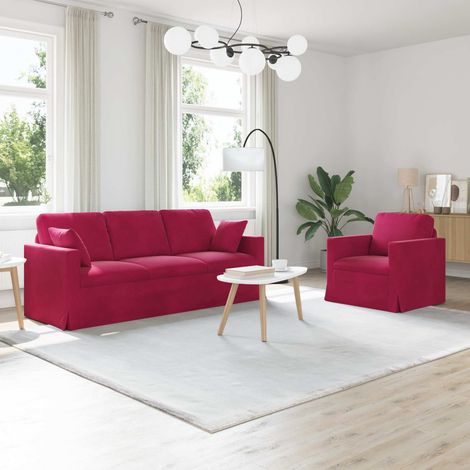 Sofa Set 2 pcs Weinrot 198 x 78 x 80 cm Samt
