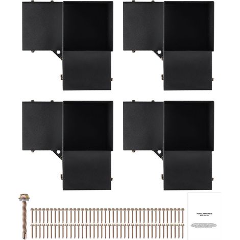 Support Pergola 6''x6'' (Intérieur 5,6x5,6), 4 Équerres 3 Voies Acier Renforcé, Fixation Poteaux Bois pour Abri Jardin, Patio, Chalet – Installation Facile (1/5)
