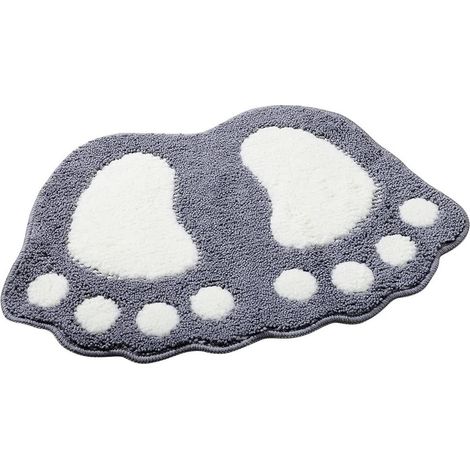 Tapis de bain antidérapant, tapis de douche pour salles de bain avec grands pieds, tapis shaggy, tapis de sol absorbant, paillasson (4060CM, gris) (1/4)