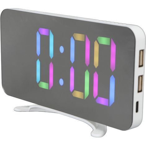 RGB-Elektronikuhr mit LED-Spiegelanzeige, elektrischer Wecker für Schüler, 3–5 V (1/5)