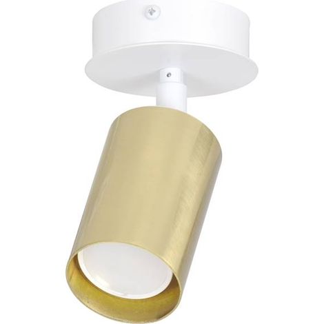 Faretto Spot Moderno Regolabile 1 Luce Zen A Cilindro In Acciaio Bianco E Oro (1/2)