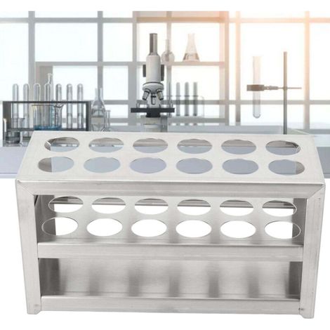 Support à tubes à essai en métal, 12 trous, 19 mm (0,75 pouce), robuste, 3 niveaux, en acier inoxydable pour laboratoire (1/5)