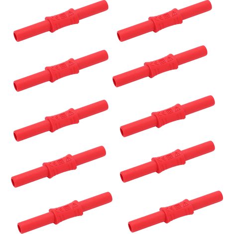 Lot de 10 connecteurs banane femelle-femme 4mm isolés, adaptateur de prise banane de rallonge rouge pour J.20009 (1/5)