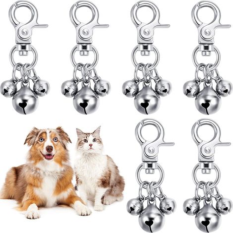 Ensemble de 6 clochettes pour colliers d'animaux, clochettes bruyantes pour chiens, porte-clés, pendentif triple clochette pour chien