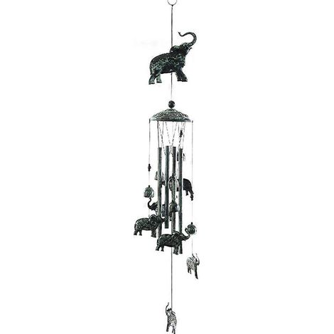 Retro-Windspiel aus Metall, 3D-Kolibri-Mobile, Aluminiumrohre, Hängedekoration für Garten und Terrasse, Wandschmuck, Elefantenmodell.