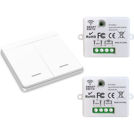 Interrupteur Sans Fil pour Lampe,Contrôleur RF 10A, Sécurisé et Facile à Installer, Compatible Jusqu'à 1500W,OUYLAF (1/5)