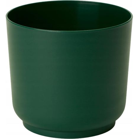 Pot de fleurs Satina en plastique mat vert foncé 15 x 14,9 cm