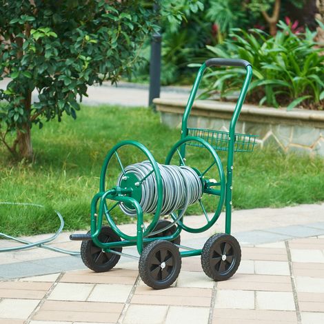 Carro portamangueras Pescaza metal (XL) 3/4" 86x44x95cm verde [pro.tec]